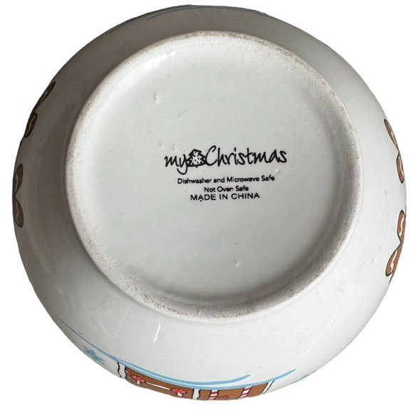 HOLIDAY BOWL Stoneware Gingerbread House People Christmas Lights Snowflakes Xmas - Picture 7 of 8